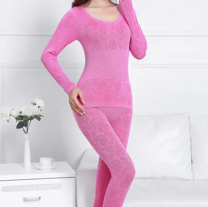 Women Winter Autumn Thermal Underwear Set Ladies Thermal Underwear Body Slim Breathable Female Long Johns Suit Clothes Top+Pants
