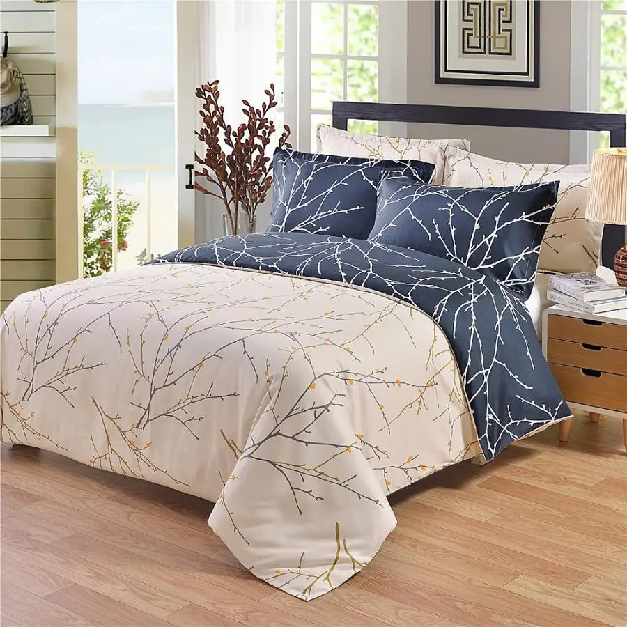 

3Pcs Printing Sanding Duvet Cover Soft Bedding Set Pillow Cases King/Queen Size Nordic double bed covers