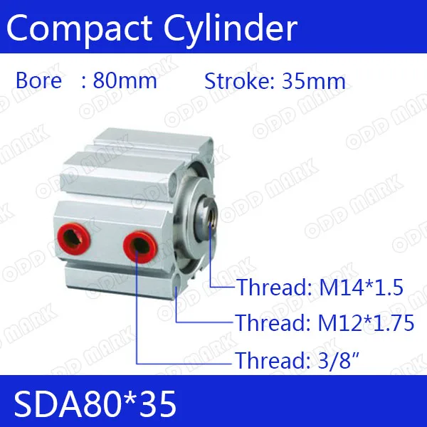 SDA80*35 Free shipping 80mm Bore 35mm Stroke Compact Air Cylinders SDA80X35 Dual Action Air Pneumatic Cylinder SDA80*35 Free shipping 80mm Bore 35mm Stroke Compact Air Cylinders SDA80X35 Dual Action Air Pneumatic Cylinder