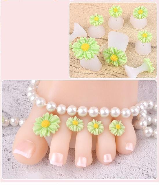 Pcs/Pack Toe Separator Cute Soft Silicone Toes Lock Tools Daisy Heart Shaped Rhinestones Nail Art Japanese Style