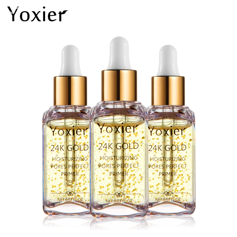 3 шт./лот Yoxier брендовая основа для макияжа увлажняющая эссенция 24k Gold контроль