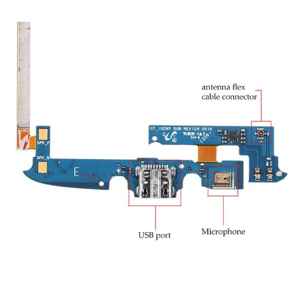 Гибкий кабель Heyman для samsung I537, I9295 Galaxy S4 Active(разъем для зарядки с компонентами USB порт микрофон) Замена