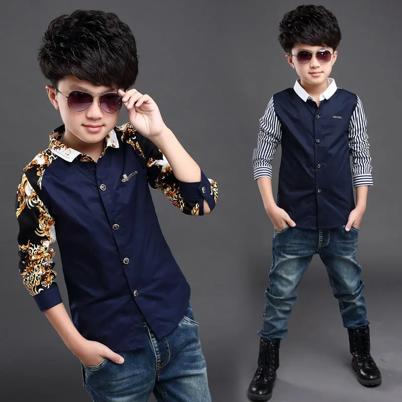 Baby Kids Print Blouses Fall Boys Long Sleeve Shirts New boys shirts boy top clothes Blouse Back to School Outfit Costume