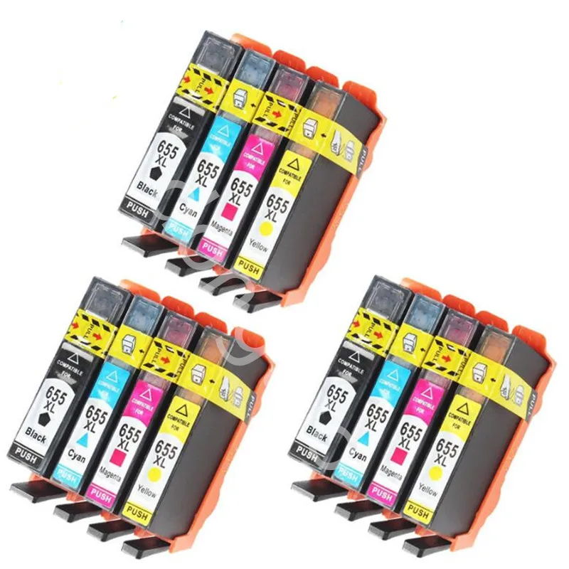 

12Pack compatible printer ink cartridges for 655 ink cartridge for Deskjet Ink Advantage 3525 4615 4625 5525 6520 6525 ink