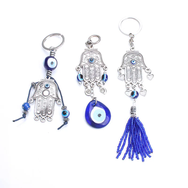 

Turkey Evil Eye Hamsa Hand Keychain Evil Eye Beads Hamsa Pendant For Women Men Fashion Jewelry Gift