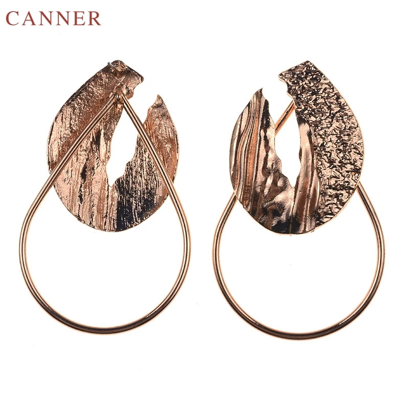 Big Metal Leaf Earrings for Women Geometric Circle Circle Earrings 2019 Jewelry Rose Gold Sliver Color Statement Earings C40