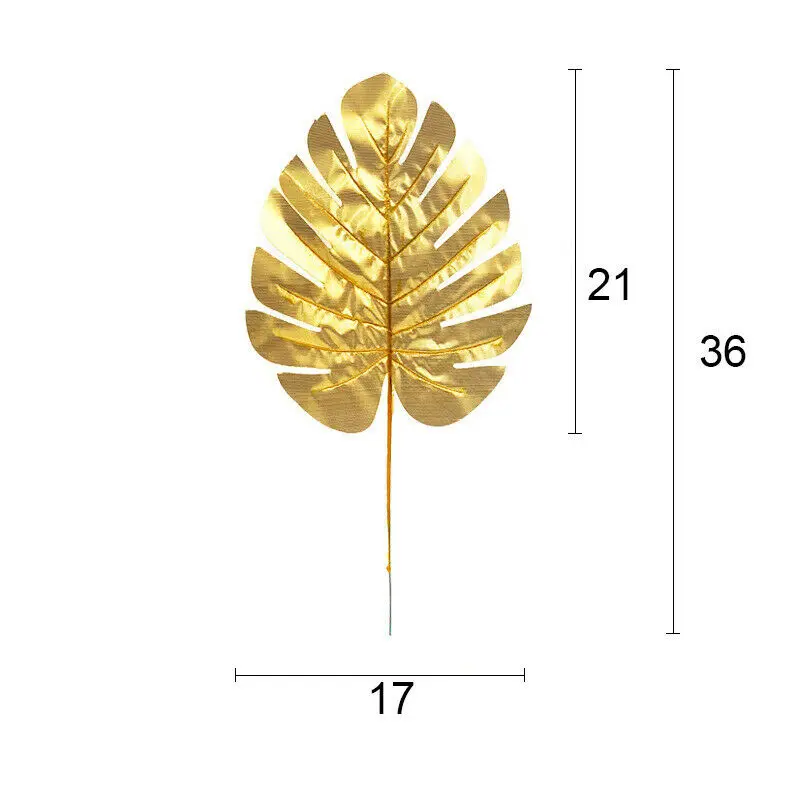 Визуальный контакт 1 шт. Искусственные Поддельные Monstera Пальмовые Листья зеленые растения Свадебные DIY фото фоновый реквизит вечерние украшения - Цвет: Gold Monstera M