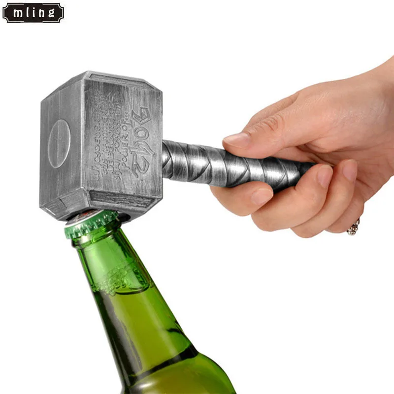 

1PC Silver Beer Bottle Openers Multifunction Hammer of Thor Shaped Beer Bottle Opener with Long Handle Bottler Opener Beer