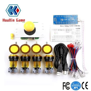 

LED Arcade DIY Parts Zero Delay USB Encoder+5pin Joystick+ Ring fixing Illuminated Push Button with Microswitch For Raspberry Pi