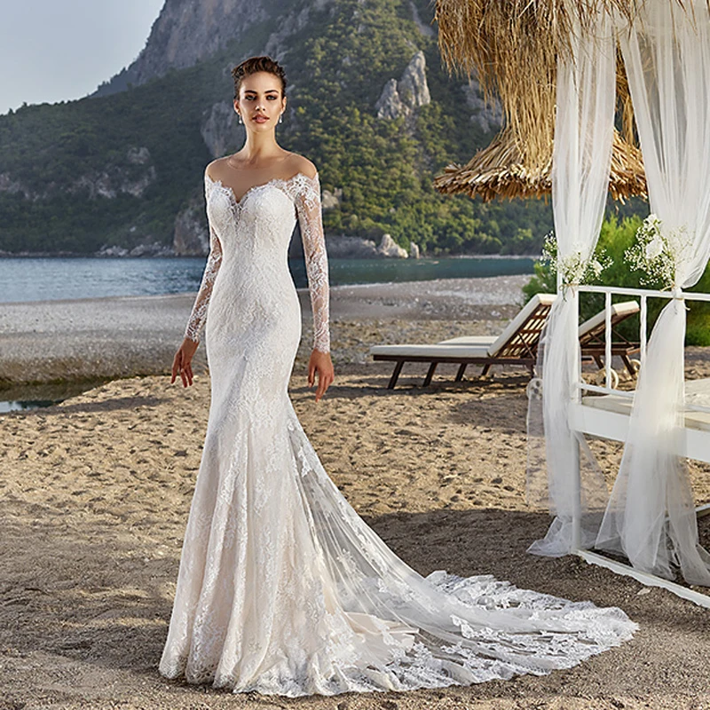 Vesitdo de noiva Cheap Bridal Gowns Vintage Lace Mermaid Wedding Gown