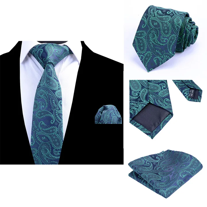 JEMYGINS шелковый галстук для мужчин черный цветочный галстук с узором "огурцы" и носовой платок комплект мужской Галстуки Corbatas Hombre Свадебный