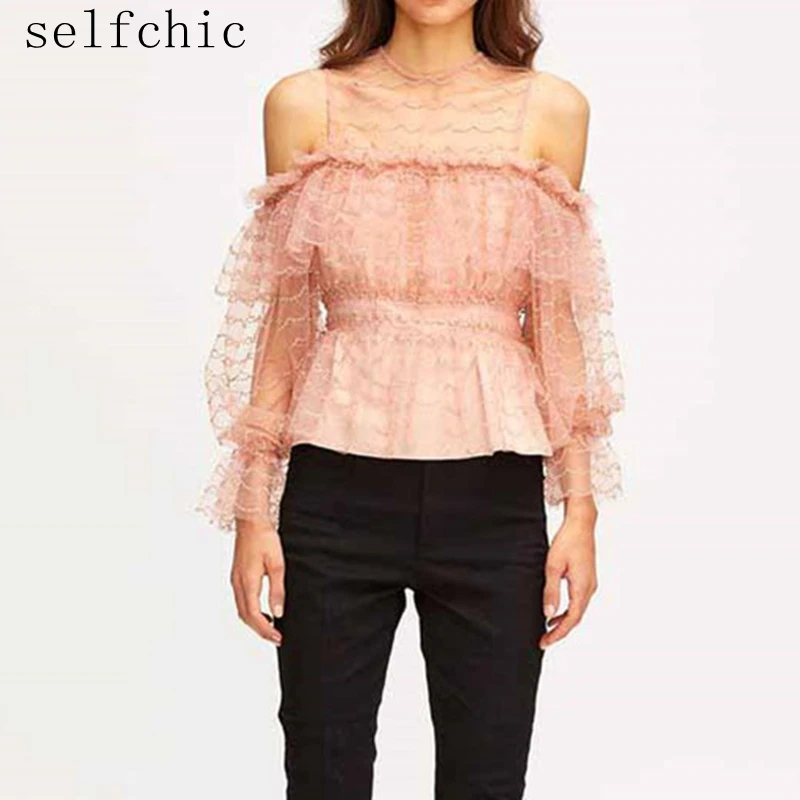 

Women Blouses 2019 Runway Lace Tops