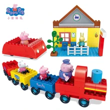 Juguete de construccion Peppa Pig en el tren con George y su abuelo