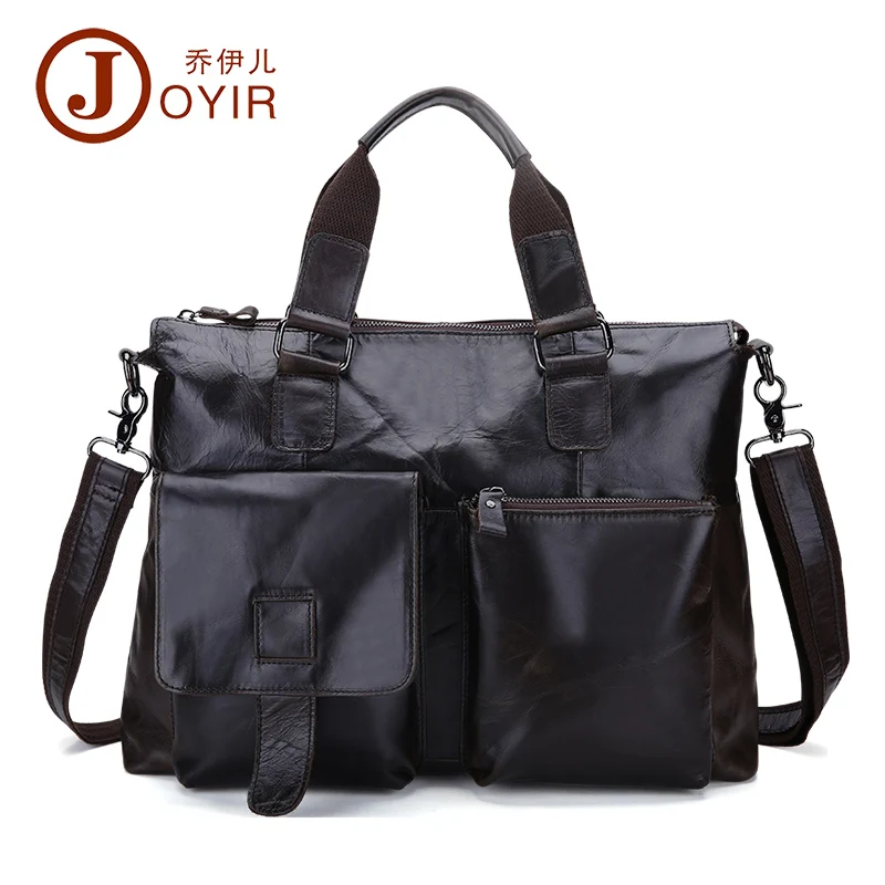 

JOYIR Business Briefcase Men Genuine Leather Messenger Handbag Men's Totes 15Inch Laptop Shoulder Bag Crossbody For Male B260