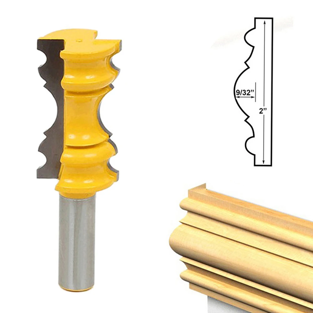 

Woodworking Cutter Router Bit Set Cabinet Solid Wood Particle Board Cut Tool 1/2 Inch Elaborate Chair Rail Molding Router Bits