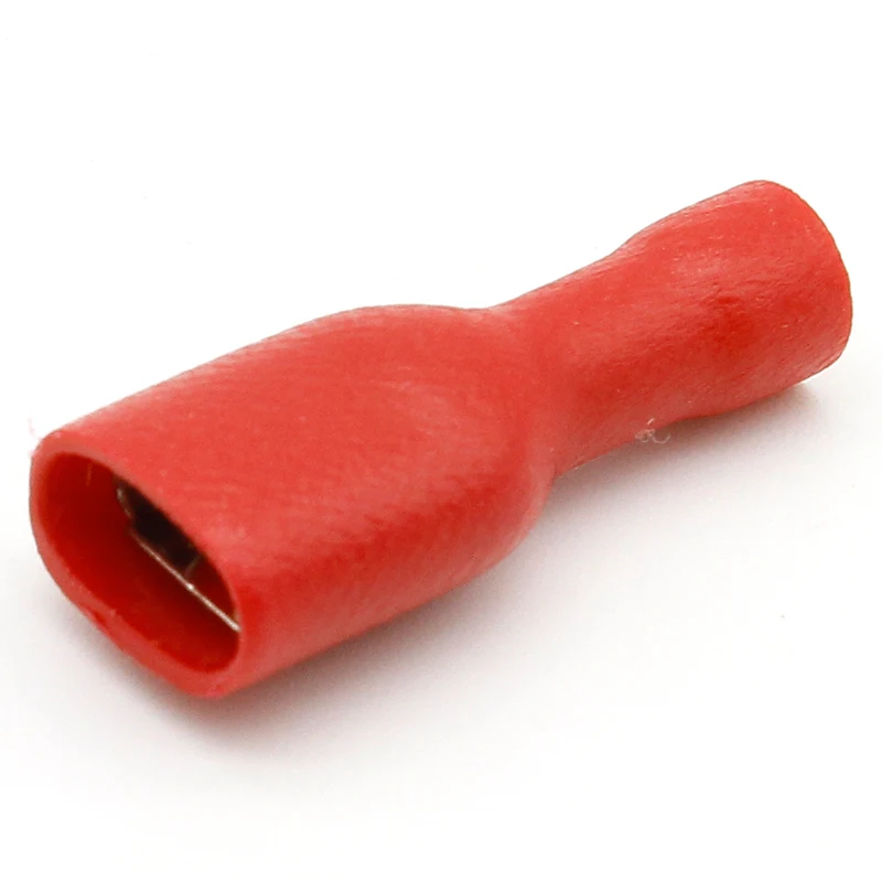 100pcs Red Spade Crimp Terminal Electrical Connectors Plug Fully Insulated Wire Connectors Audio Wiring