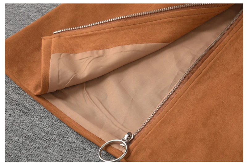 New Autumn And Winter Plus Velvet Women Skirt Front Zipper Short Leather High Waist Women Skirt Club Winter Casual Skirt D8A134 (2)