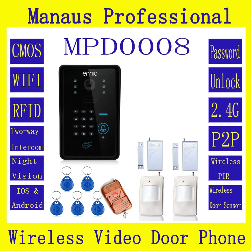 cheap Hot Selling WIFI Wireless Video Door Phone System with home alarm system Card Unlock Function amp; Remote Wireless Control D8
