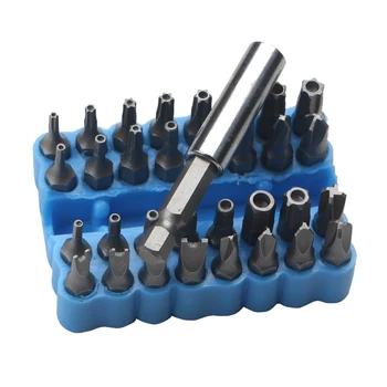 

High 33pcs Electric Tamper Proof Bit Set Magnetic Screwdriver Extension Bit Holder Security Torx Hex Spanner Tri Wing