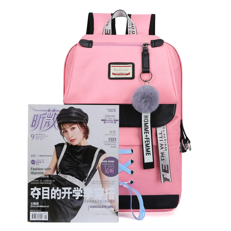 Большой черный рюкзак с USB, Женский школьный рюкзак для девочек-подростков, школьная сумка, холщовый рюкзак средней высоты для студентов колледжа, новая коллекция