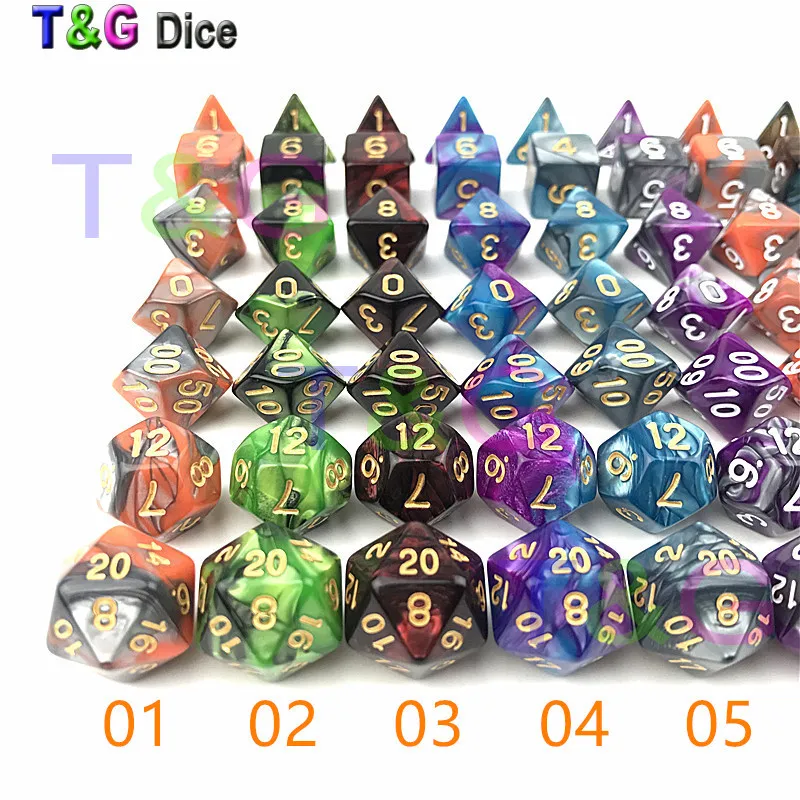 T & G 7 قطعة/المجموعة RPG الزنزانات والتنينات عبة Dnd اثنين اللون خاص النرد مجموعات الطاولة للترفيه