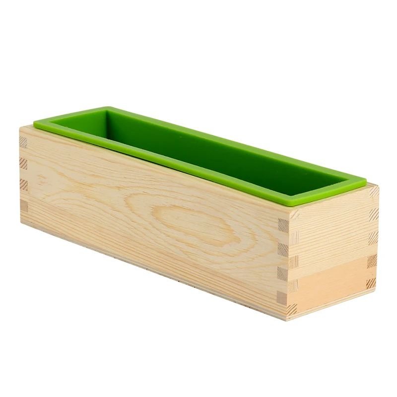 Silicone Mold Soap Rectangular Wooden Box with Flexible Liner for DIY Natural Soap Making