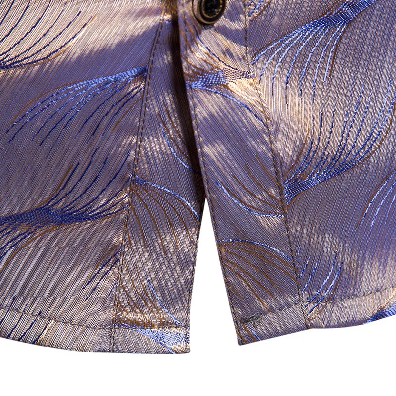 Правда гуляка яркий цвет Блузка для ночного клуба Тенсел узор Стенд Воротник модные мужские рубашки с длинным рукавом топ с прозрачной рубашкой