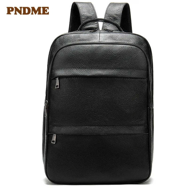 

Leather men's fashionable backpacks with large capacity 14 "notebook computer outboard backpacks