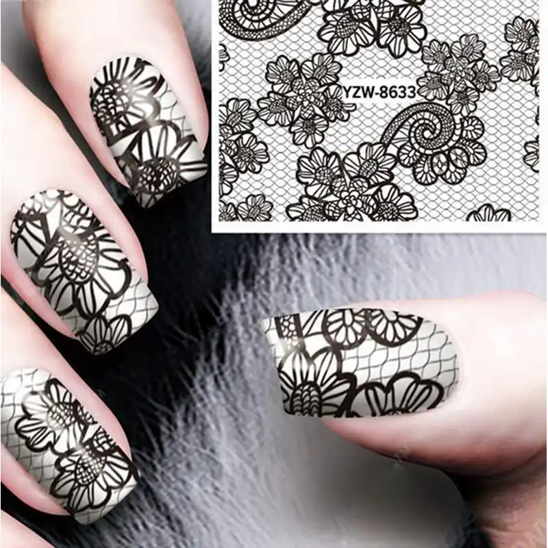 1 Sheet Ultrathin Transparent Nail Art Stickers White 3d Lace