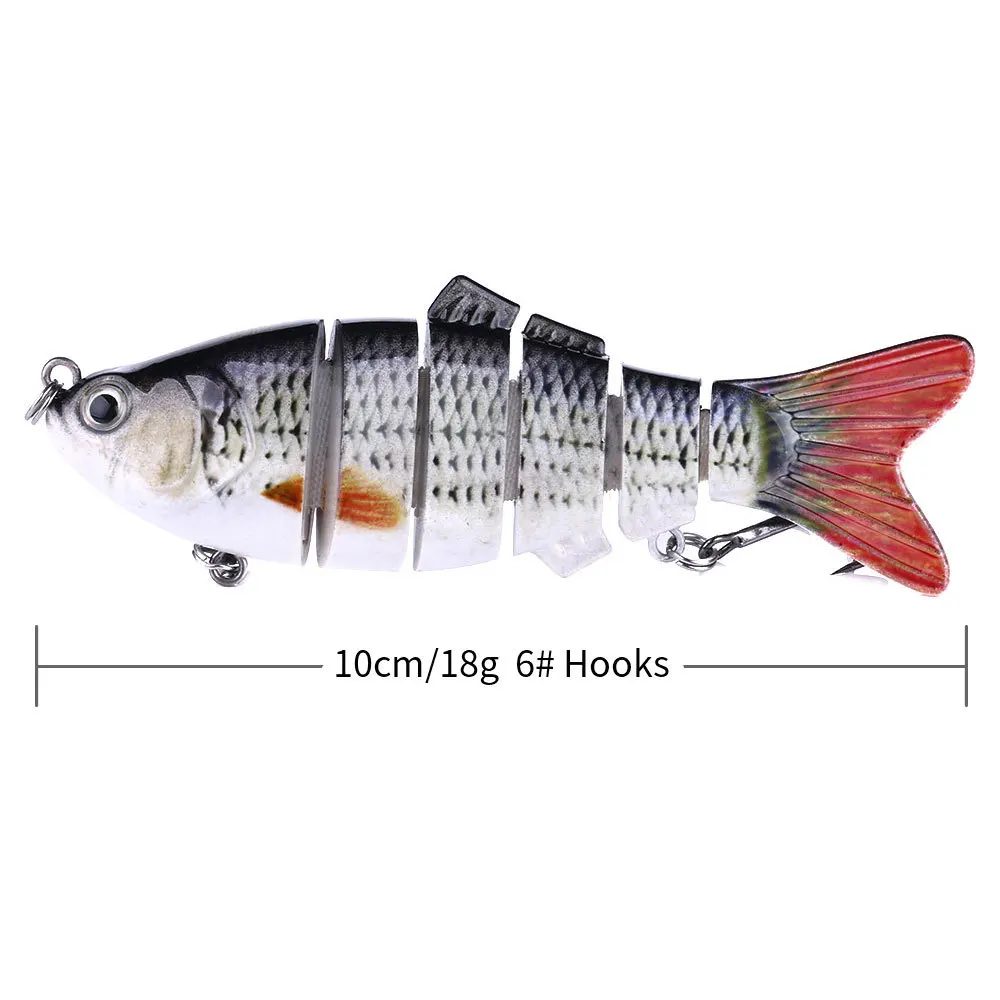 

12 Colors Lifelike 6-Segment Hard Fishing Lure 10cm 3D Eyes Fake Crankbaits For Fishing Artificial Bait Sharp 6# Hook Wobbler