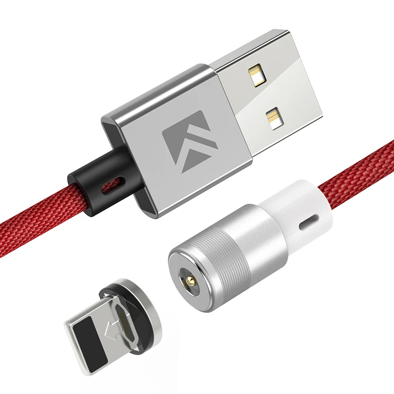 FLOVEME USB C Магнитный кабель для Samsung Galaxy S9 S8 плюс 1 м 5V2A Тип C Micro USB кабель для iPhone X SE магнит зарядное устройство Кабо usb c кабель зарядное устройствомагнитная зарядка зарядка для телефона - Цвет: Red Silver 1M