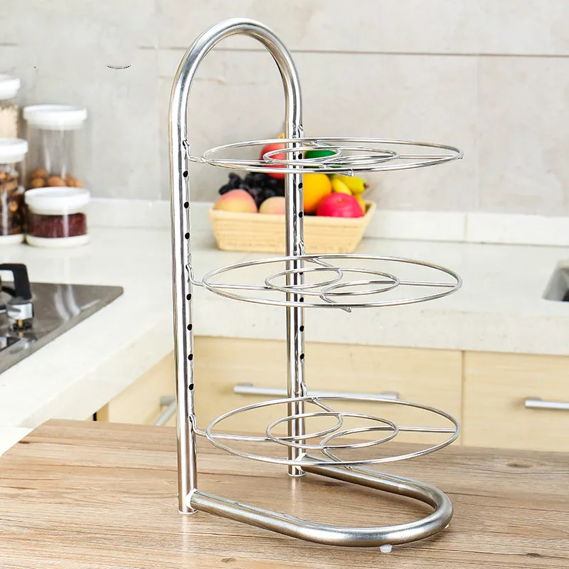  Multilayer plate 304 stainless steel seat type multi functional kitchen pot rack anvil storage pot  - 32910893473
