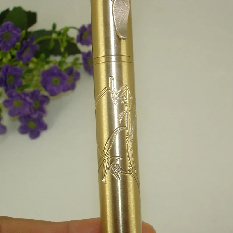 Caneta de Rolo Ponta do Rolo Acmecn Unissex Metal Pesado Médio Nib China Elementos Esculpidos Gel Caneta Tinta Latão Ouro Luxo Canetas 53g 6 caneta tinta latão ouro luxo ponta do rolo canetas