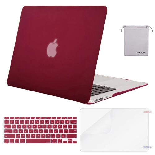 Защитный чехол для ноутбука Mosiso для MacBook Air 13 2013+ силиконовый чехол для клавиатуры/защита экрана/Сумка - Цвет: Wine red