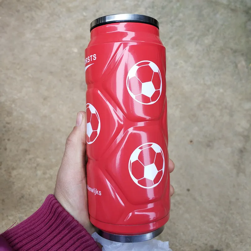 400 мл футбольный мой бутылка для воды милые соломенные банки из Нержавеющей Стали Школьная бутылка для воды для детей чайник шейкер Спорт для напитков - Цвет: red shaker bottle