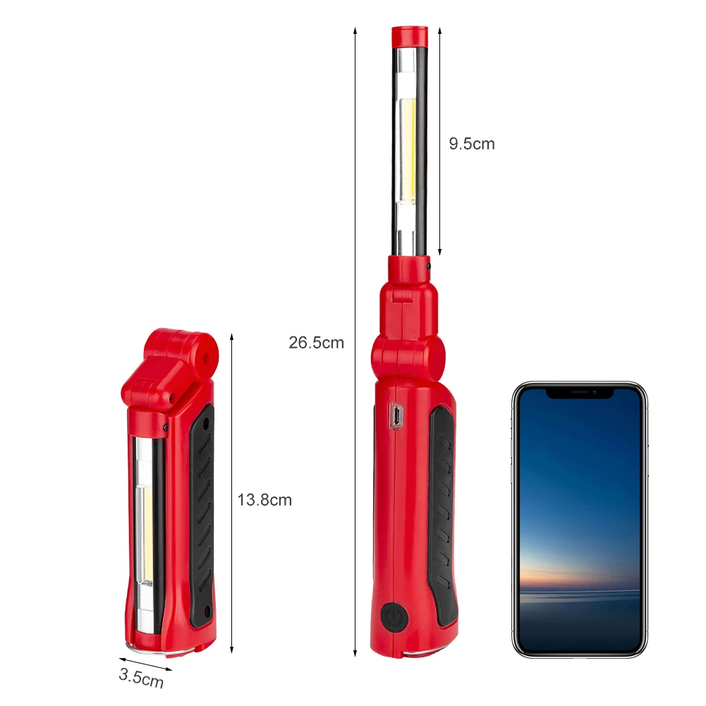 COB+ 3W светодиодный USB Перезаряжаемый Магнитный фонарь, гибкая контрольная лампа, беспроводной Рабочий светильник, аварийная лампа