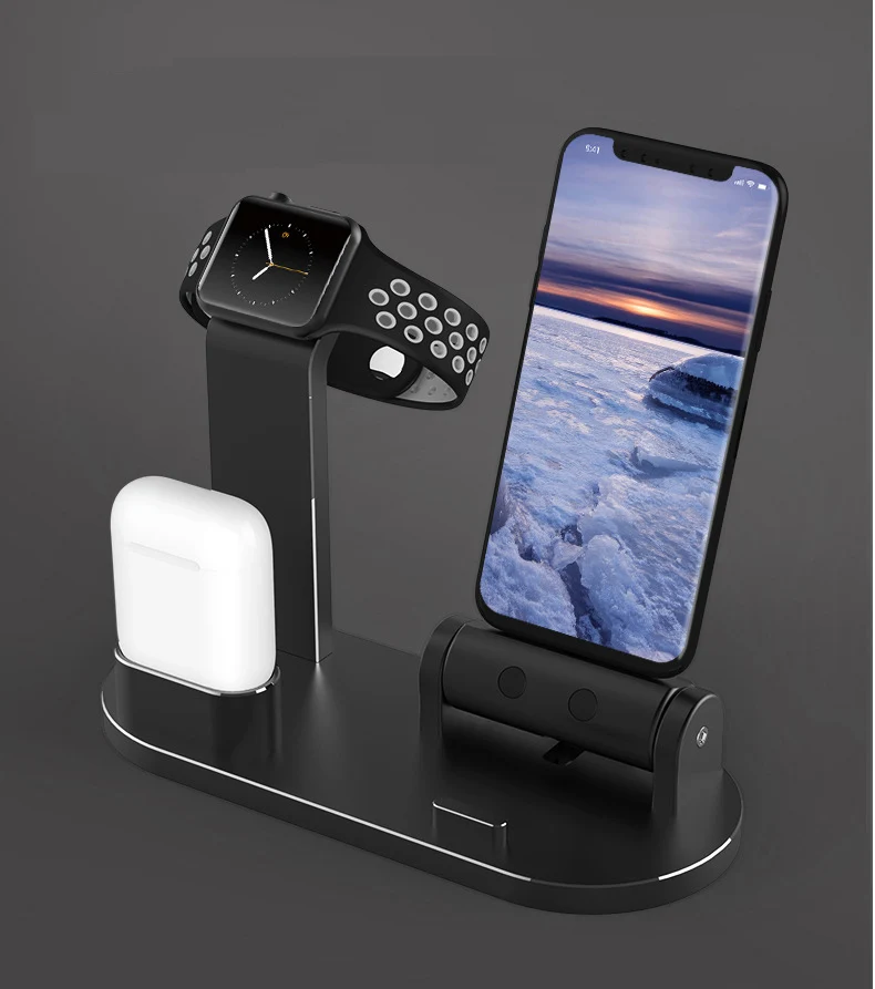 EKIND 3 in 1 Charging Dock Holder For Iphone X Iphone 8 Iphone 7 Iphone 6 charging Dock Station For Apple watch Airpods