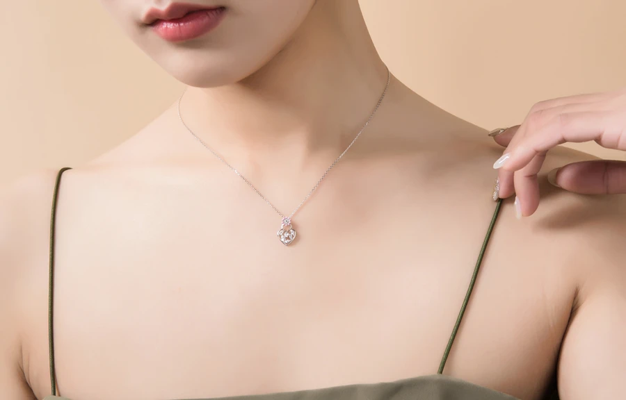 Kamille 925 пробы серебро Цепочки и ожерелья Для женщин Шарм розовое Цветочное сердце подвеска "замок" Модные украшения подарок ко Дню Святого Валентина