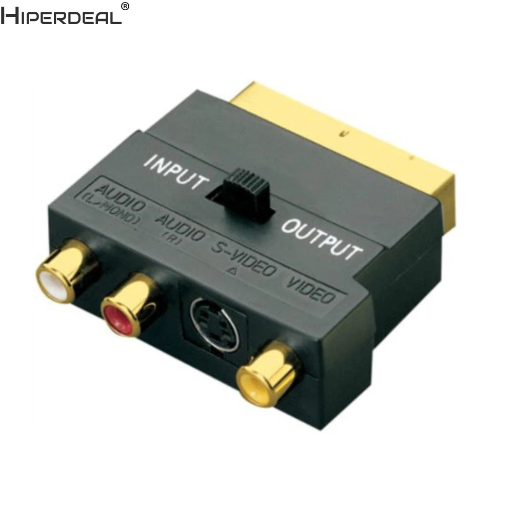 HIPERDEAL SCART адаптер AV блок к 3 Phono композитный или S-Video с In/Out переключатель золото Oct30 HWHW