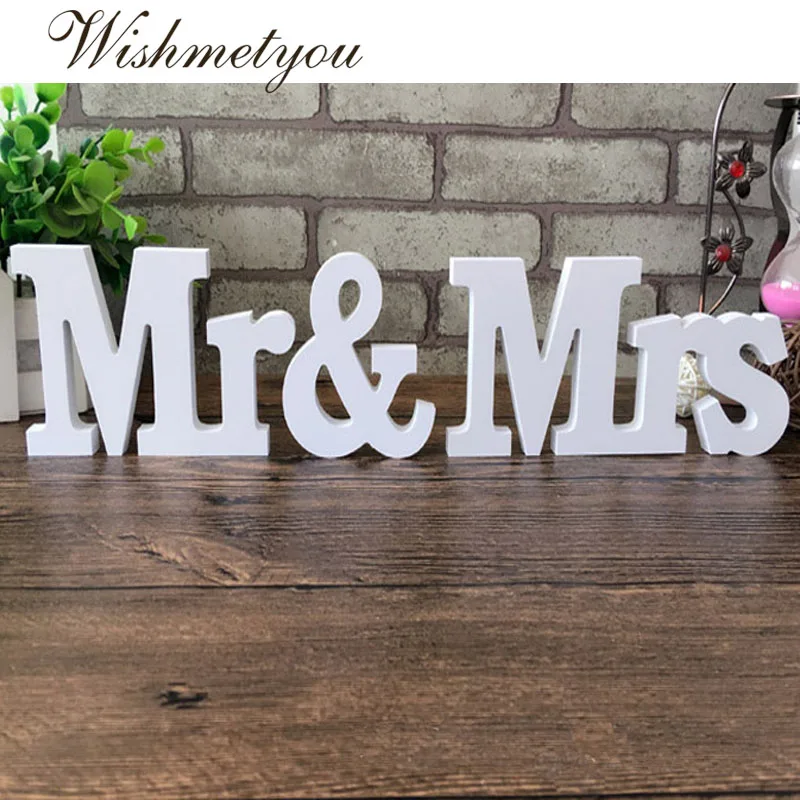 

WISHMETYOU Wedding Decorations bride to Mr & Mrs Valentine's Day Party Groom Bride Wedding Scene Decoration White wood material