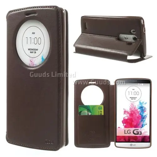 Roar Korea Noble Quick Circle Leather Flip Cover for LG G3 D850 D855 LS990 - Brown