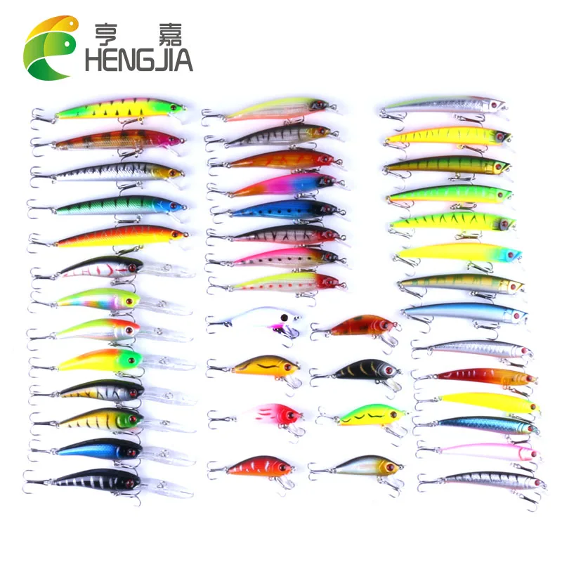 HENGJIA 43 Adet Minnow Bal k l k Lures Set Sert Yemler Yapay 