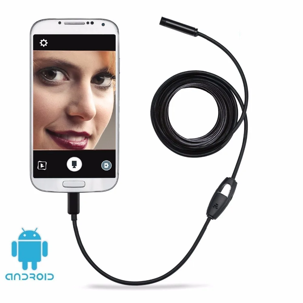 Endoscope Lens 3.5m Waterproof Mini HD Camera Snake Tube 5.5 mm Rigid Cable USB Inspection LED Borescope for Android Phone PC