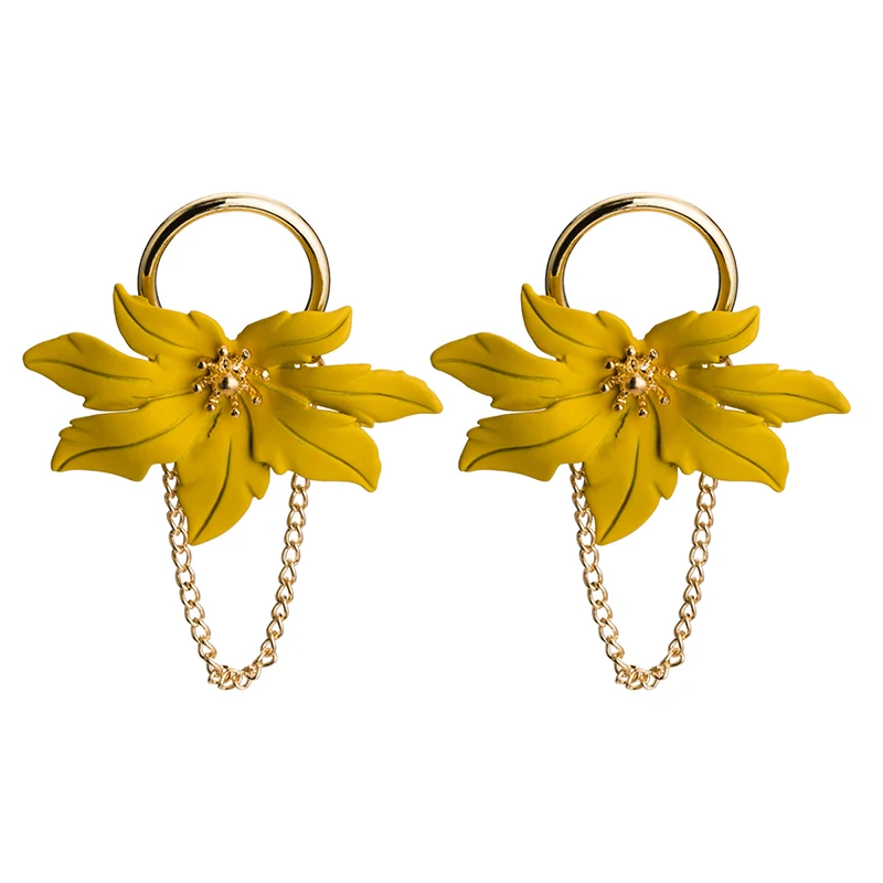 AENSOA, 5 цветов, элегантные длинные висячие серьги с цветами для женщин и девушек, персонализированные серьги с уникальным дизайном, модные серьги с цветочной цепочкой - Окраска металла: Yellow