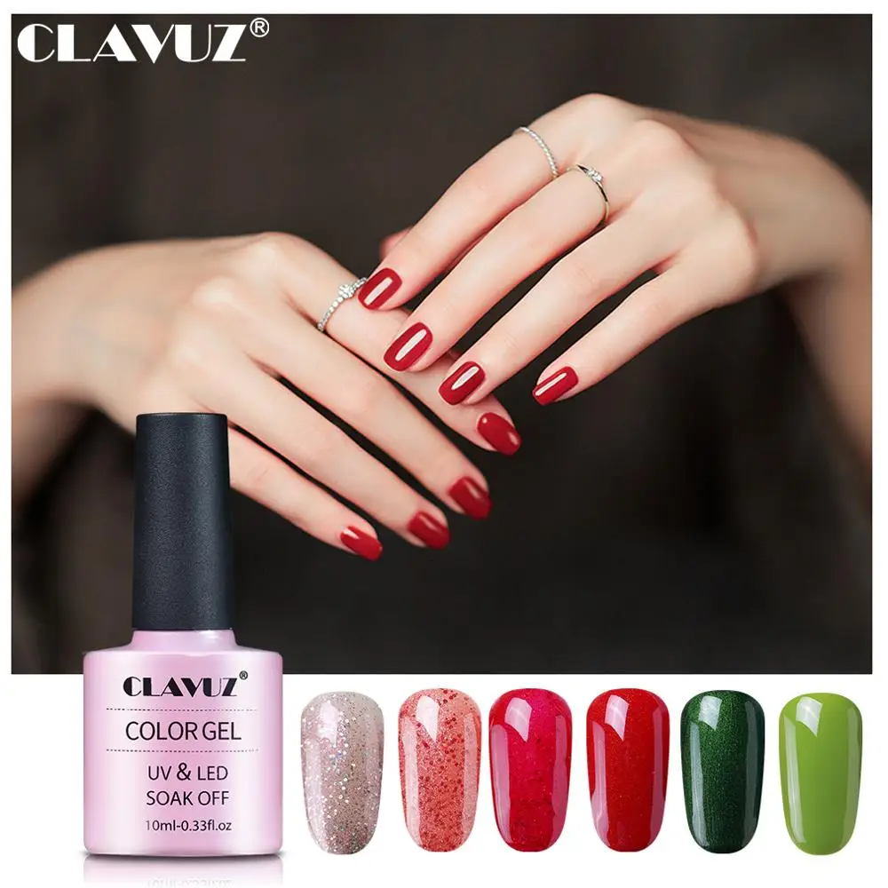 

CLAVUZ New 6pcs/lot 10ML Varnish DIY Kit UV Gel Nail Polish Set Lucky Soak Off Semi Permanent Hybrid Enamel Lacquer 72 Colors