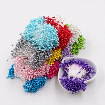 

Free shipping 300pcs/lot Artificial Flower Double Heads Stamen Pearlized Craft Cards Cakes Decor Floral DIY wreath accessories