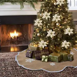 Рождественвечерние вечеринка украшение для дома Новый год 2019 Мешковина Снежинка Рождественская елка юбка орнамент 48 дюймов диаметр