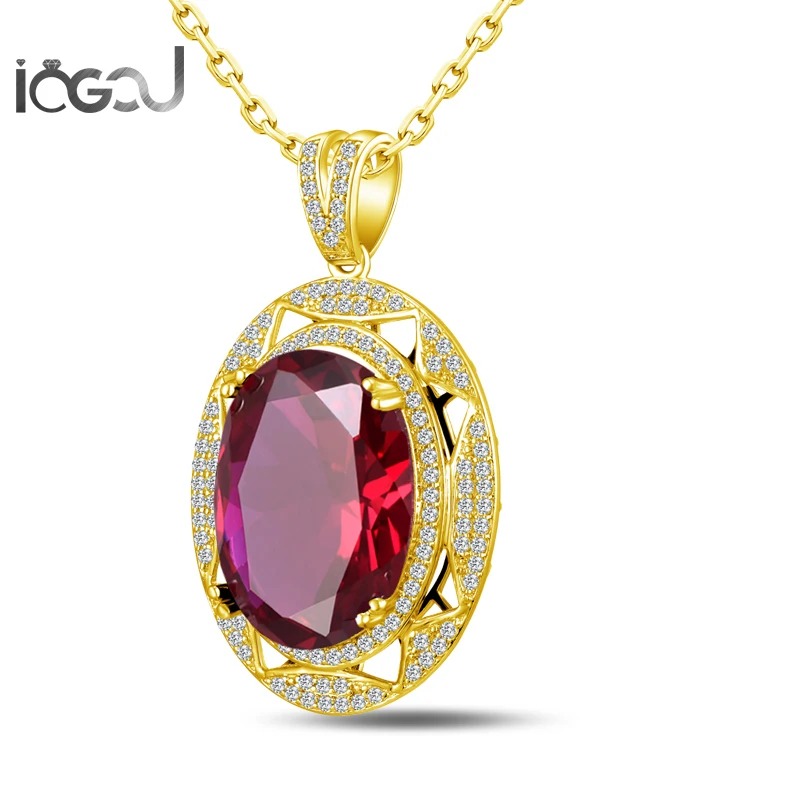 

IOGOU Rectangle Cut Red Yellow Gold Color 925 Sterling Silver Hip Hop Pendants Men Engagement Sona Simulated Jewelry Gifts