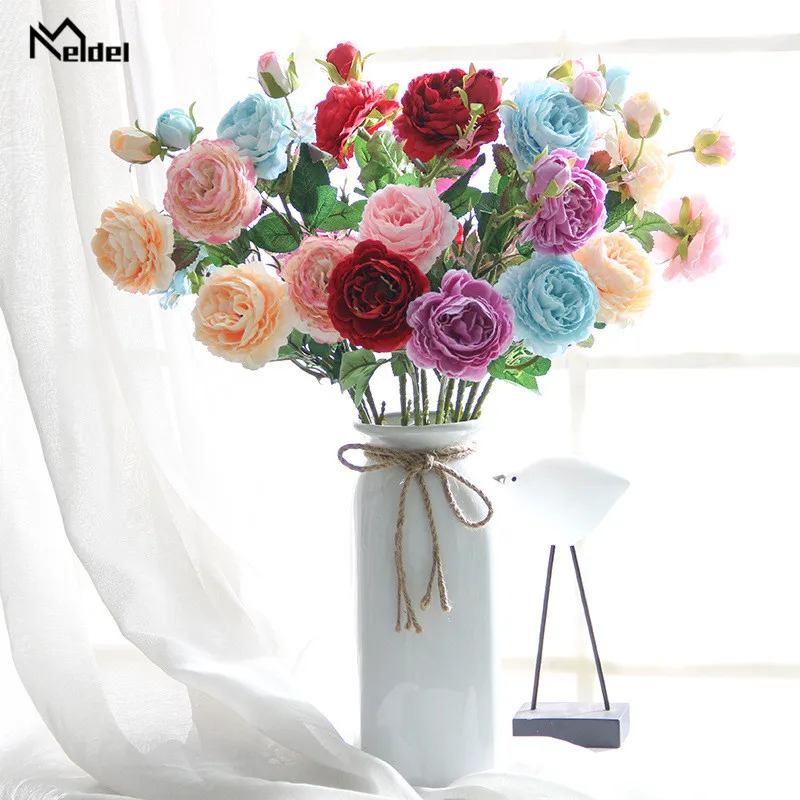 artificial flowers silk peonies bouquet fake flower wediing home decoration (2)