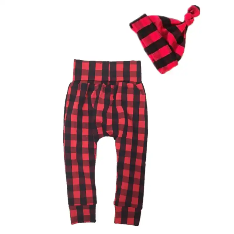 girls red plaid leggings